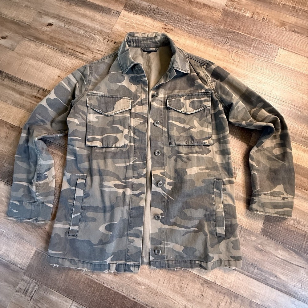 Topshop Military Army Green Jacket‎ Camo Field Overshirt Woman Sz 4